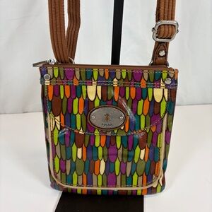 Fossil Key-Per Colorful Coated Canvas Crossbody Bag
